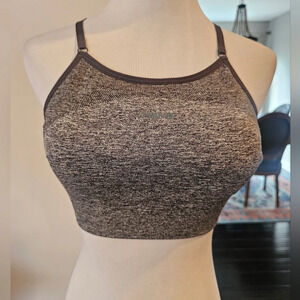 Gymshark Flex Sportsbra Size Small Gray Spellout on Back Adjustable Straps Activ
